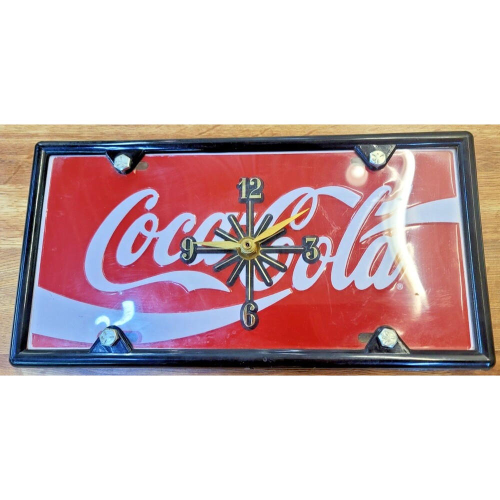 VTG Coca-Cola Clock License  Framed-Rare 12 1/4X6 1/4  Very Nice Tested Works